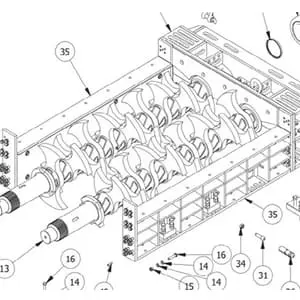 Technical drawing of waste shredder machine Technical drawing of waste shredder machine