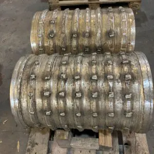 Glass crusher rolls with repair on the teeth Glass crusher rolls with repair on the teeth